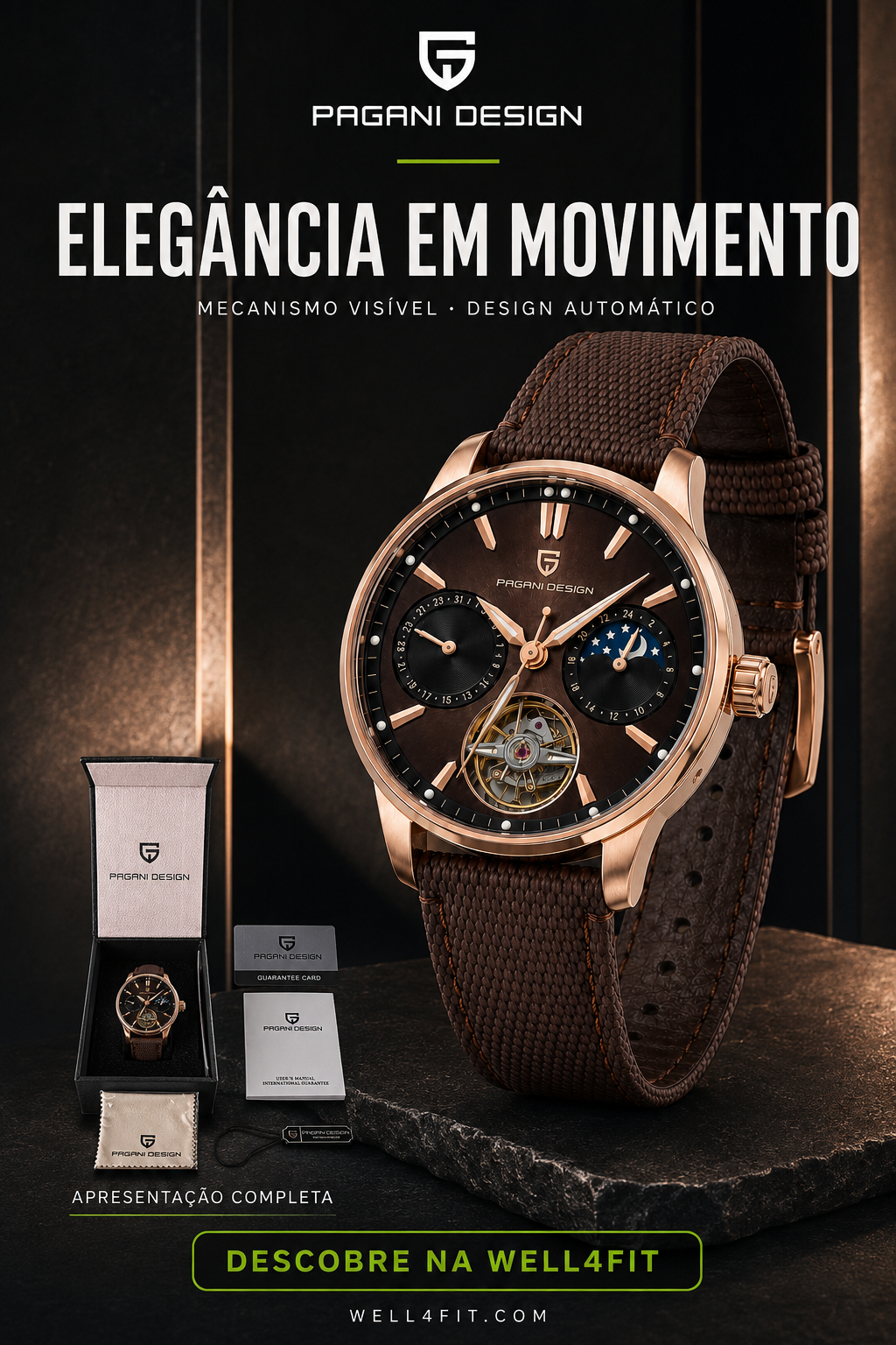 Relógio Pagani Design Automatic | Safira & Open Heart