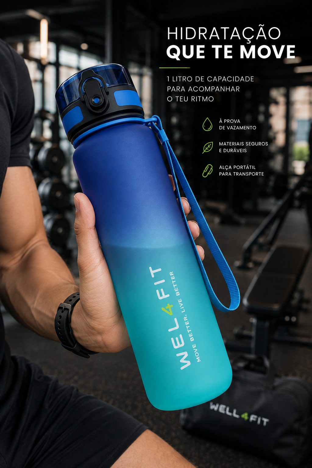 Garrafa Fitness 1L | Hidratação em Movimento