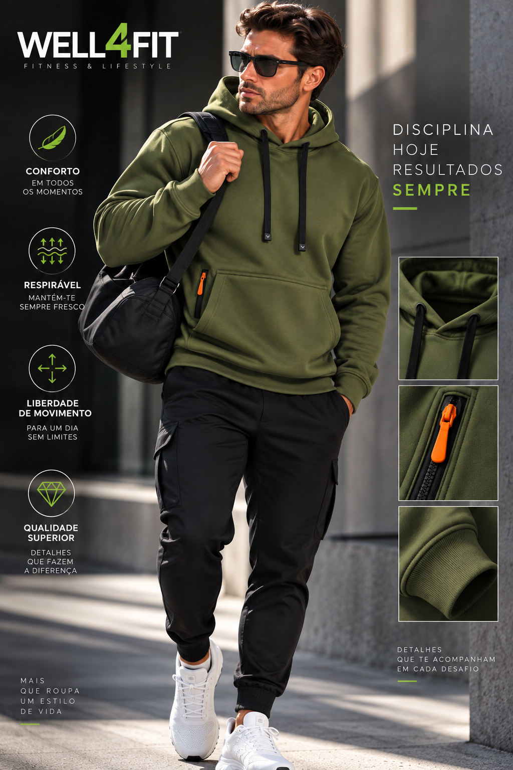 Hoodie Urban Performance Homem | WELL4FIT