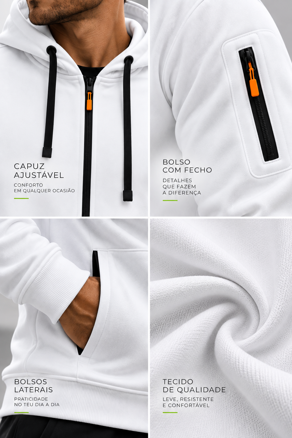 Hoodie Urban Zip Homem | WELL4FIT