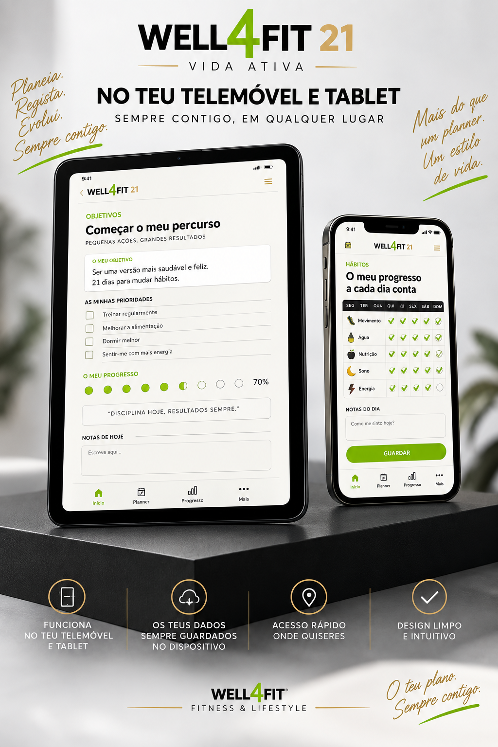 WELL4FIT 21 | App Mobile + Planner Digital