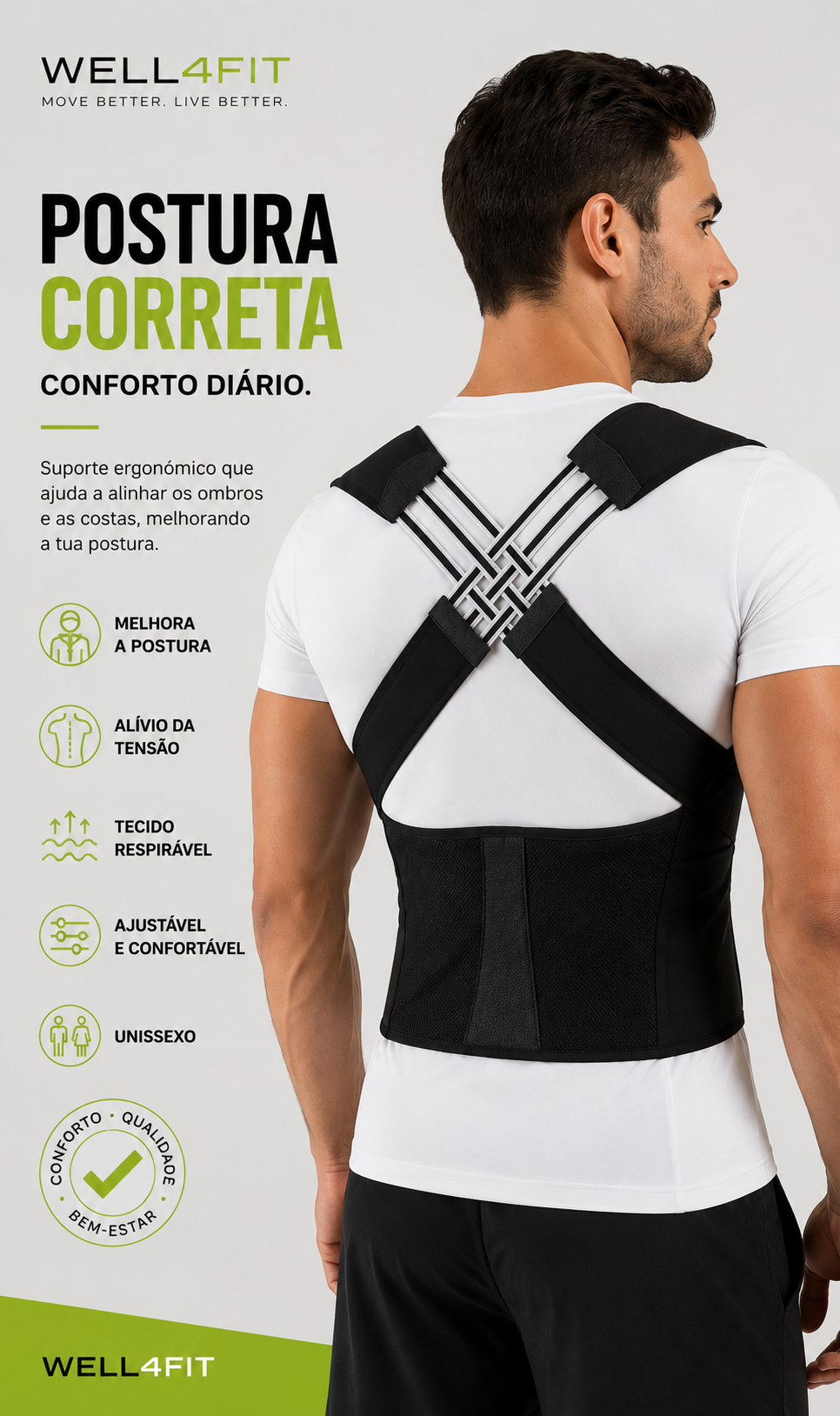 Corretor de Postura Ergonómico WELL4FIT