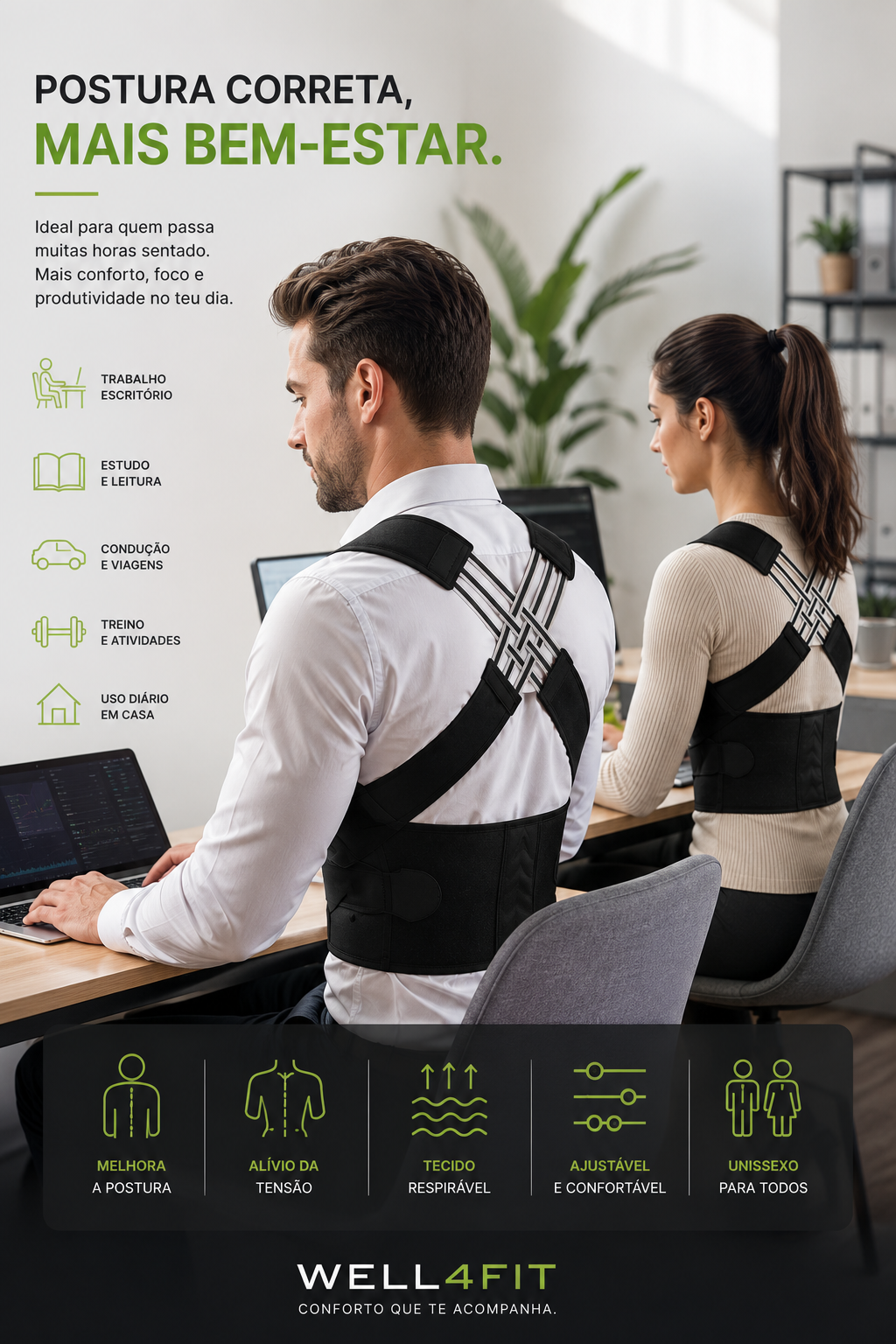 Corretor de Postura Ergonómico WELL4FIT