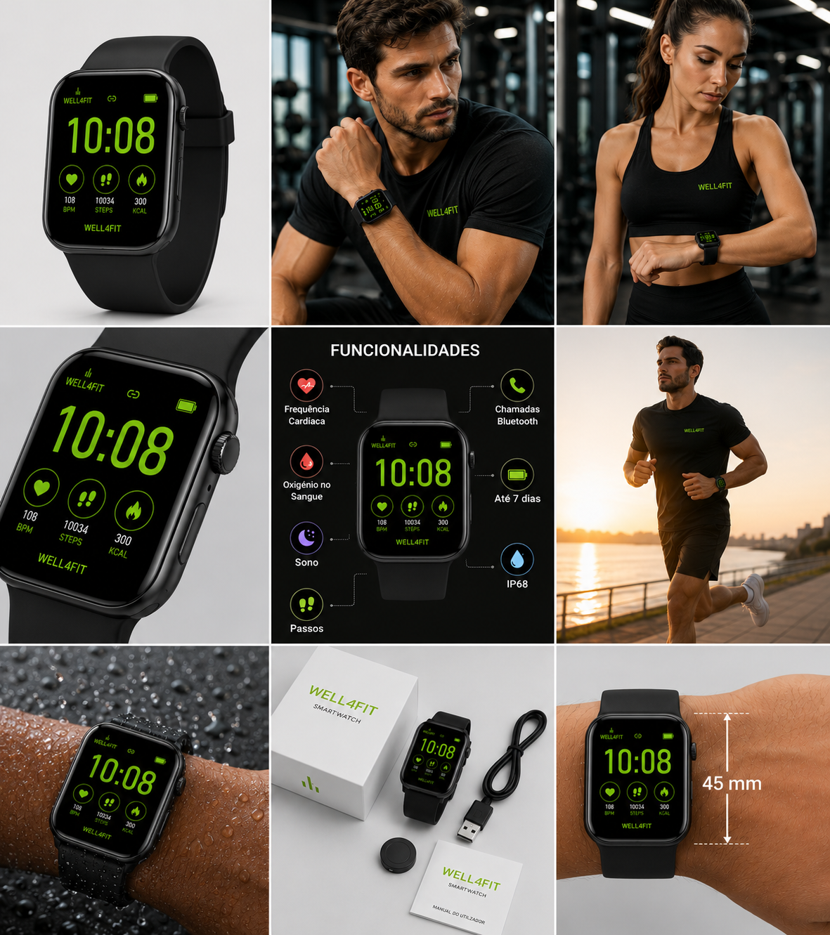 Smartwatch Fitness Pro 45 mm WELL4FIT