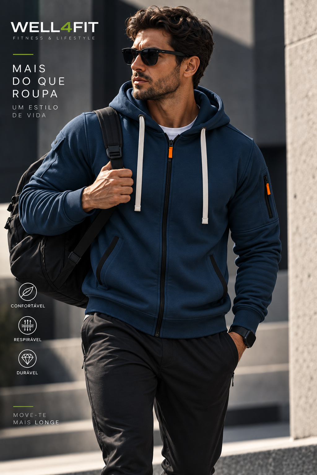 Hoodie Urban Zip Homem | WELL4FIT