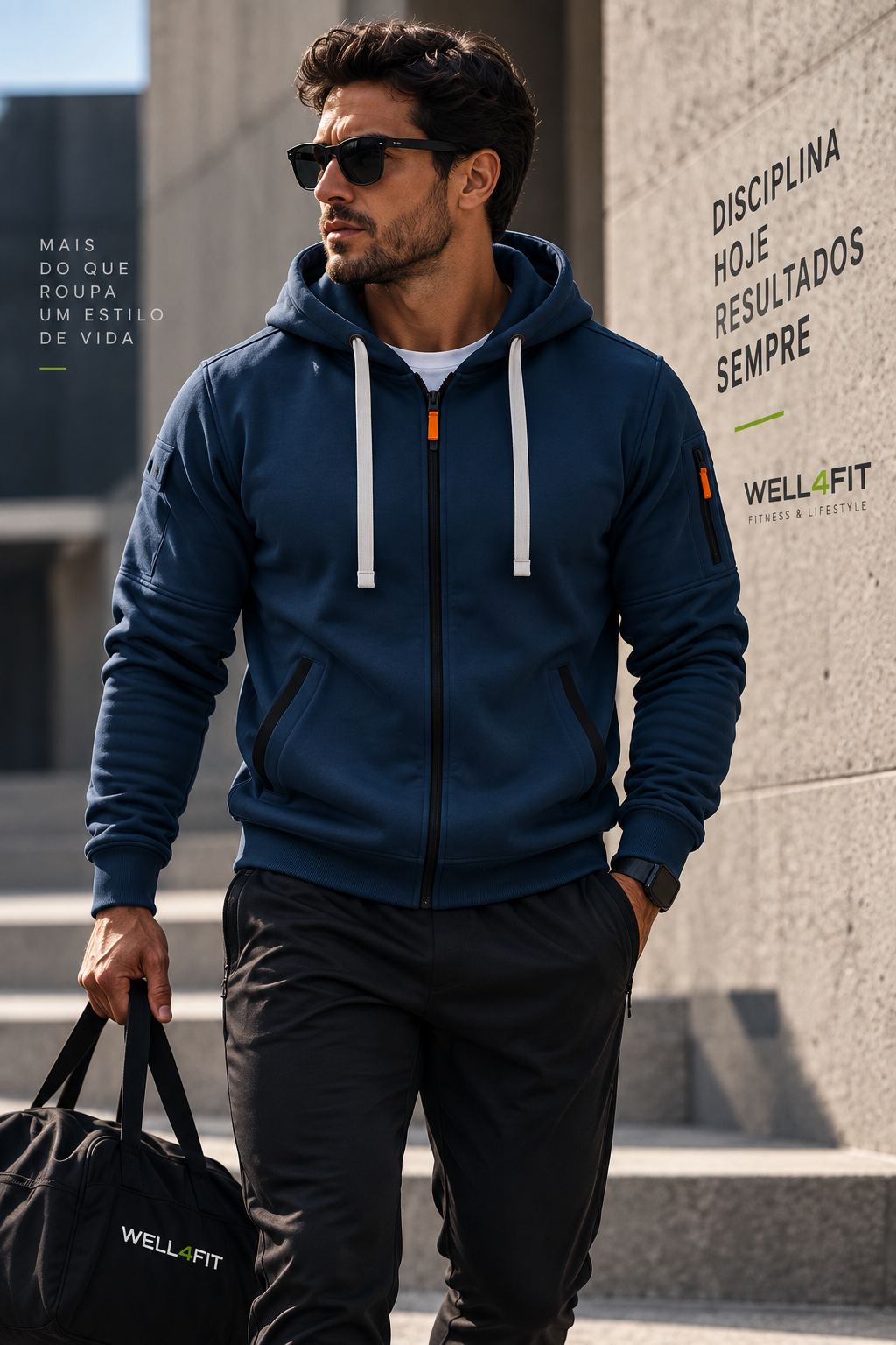 Hoodie Urban Zip Homem | WELL4FIT