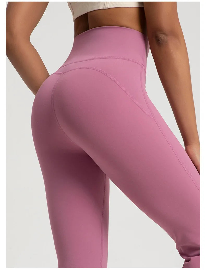 Calças Fitness Boca de Sino em Algodão Premium Efeito Push-Up