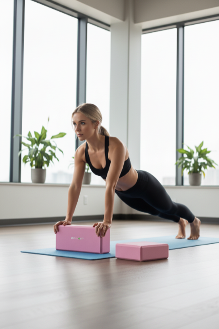 Blocos Yoga Rosa - Modelo Loura Estúdio