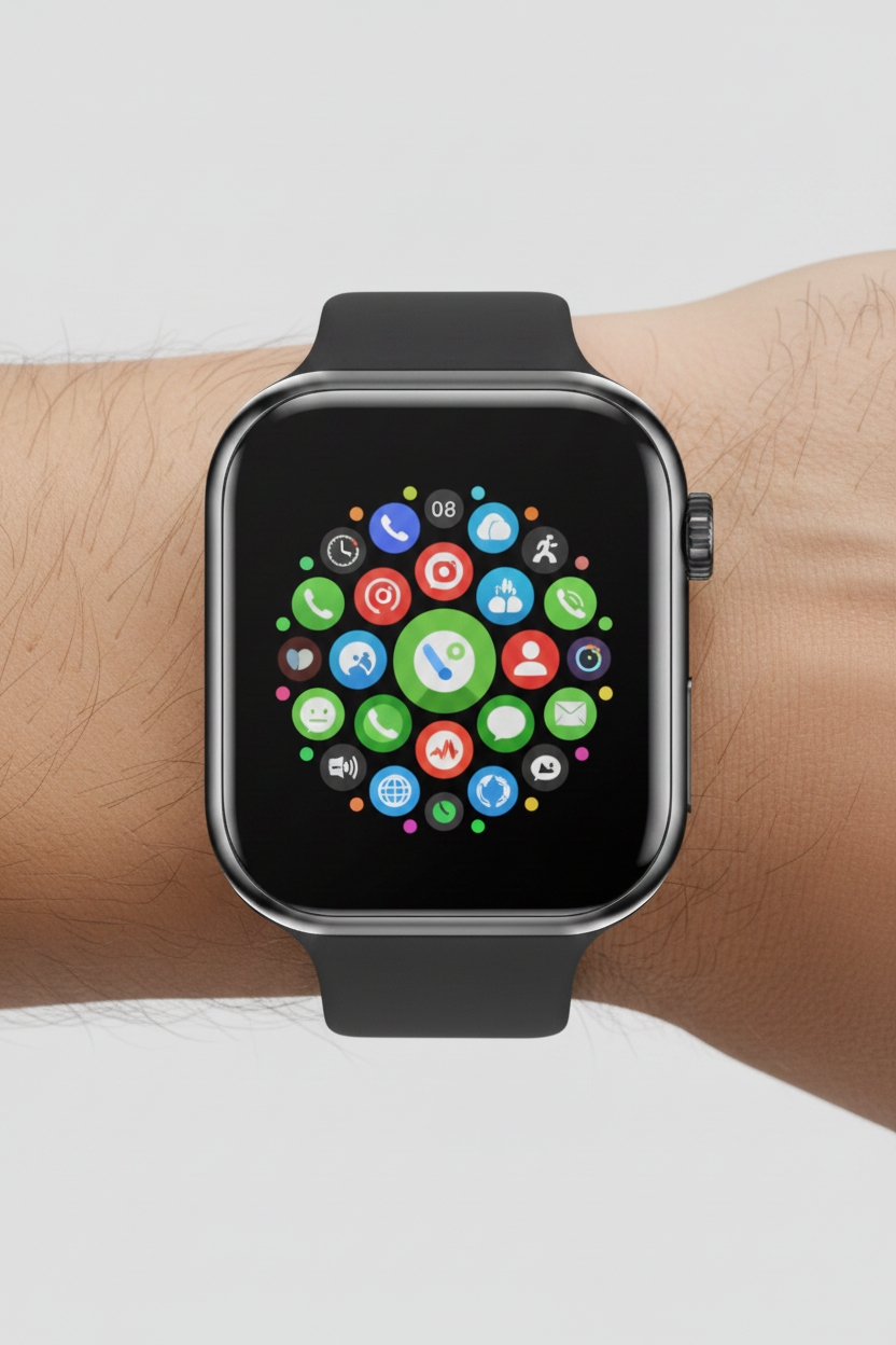 Close-up Smartwatch com Mostrador de Ícones