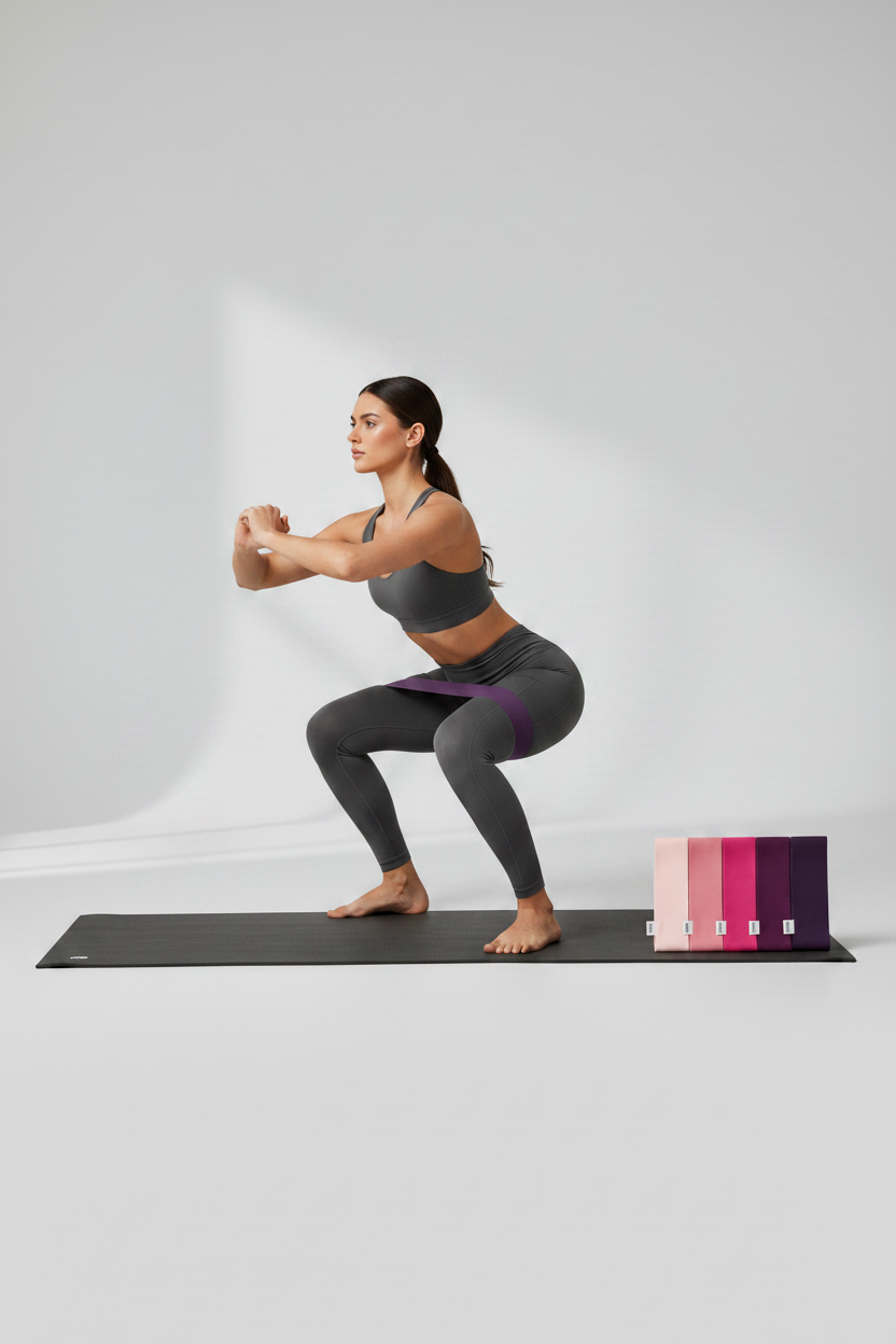 Bandas elásticas fitness com modelo squat