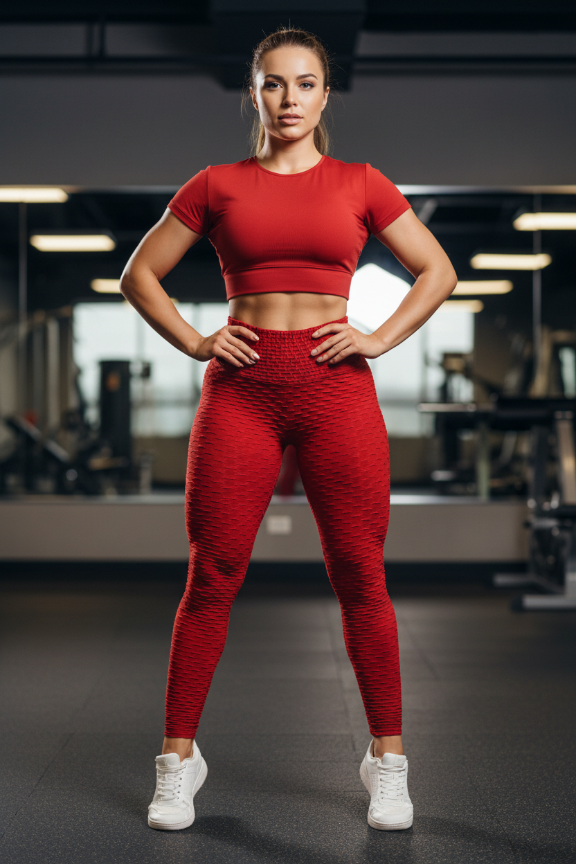 Leggings Vermelho - Frente - Ginásio