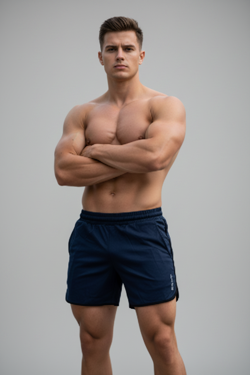Shorts Navy - Fundo Cinza