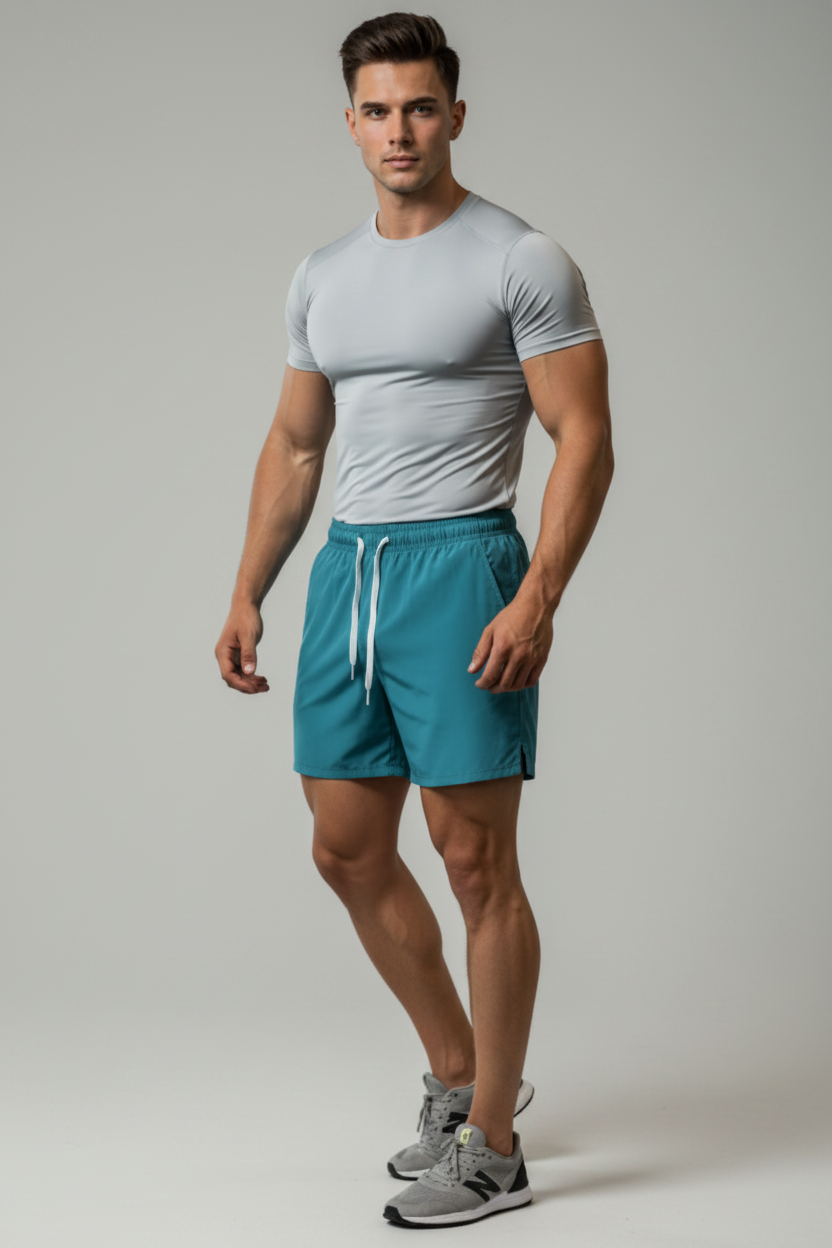 Shorts Teal - Fundo Cinza
