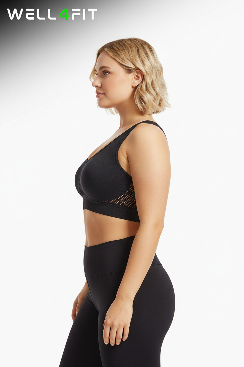 Sports Bra Preta - Modelo Lateral