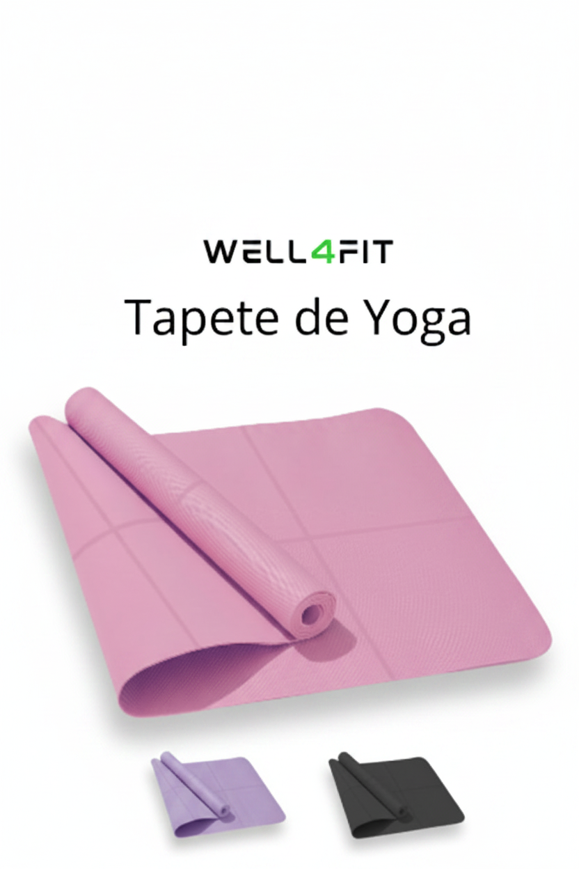 Tapete de Yoga WELL4FIT - Rosa em destaque